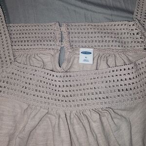 Old Navy Taupe Crochet Detail Top